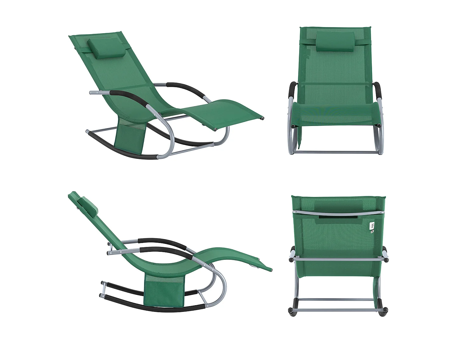 SoBuy Bain de Soleil Chaise Longue Fauteuil à Bascule avec Appui-tête et Pochette latérale et Repose-Pieds Transat de Jardin Rocking Chair Confortable, OGS28-WD