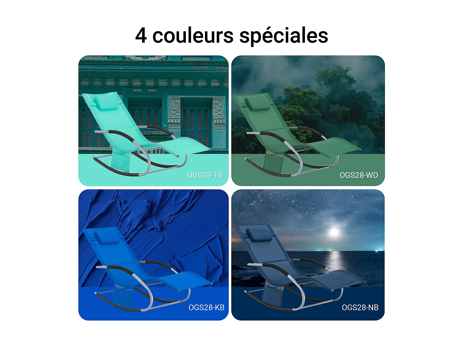 SoBuy Bain de Soleil Chaise Longue Fauteuil à Bascule avec Appui-tête et Pochette latérale et Repose-Pieds Transat de Jardin Rocking Chair Confortable, OGS28-WD