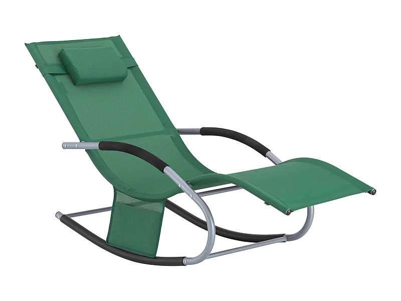 SoBuy Bain de Soleil Chaise Longue Fauteuil à Bascule avec Appui-tête et Pochette latérale et Repose-Pieds Transat de Jardin Rocking Chair Confortable, OGS28-WD