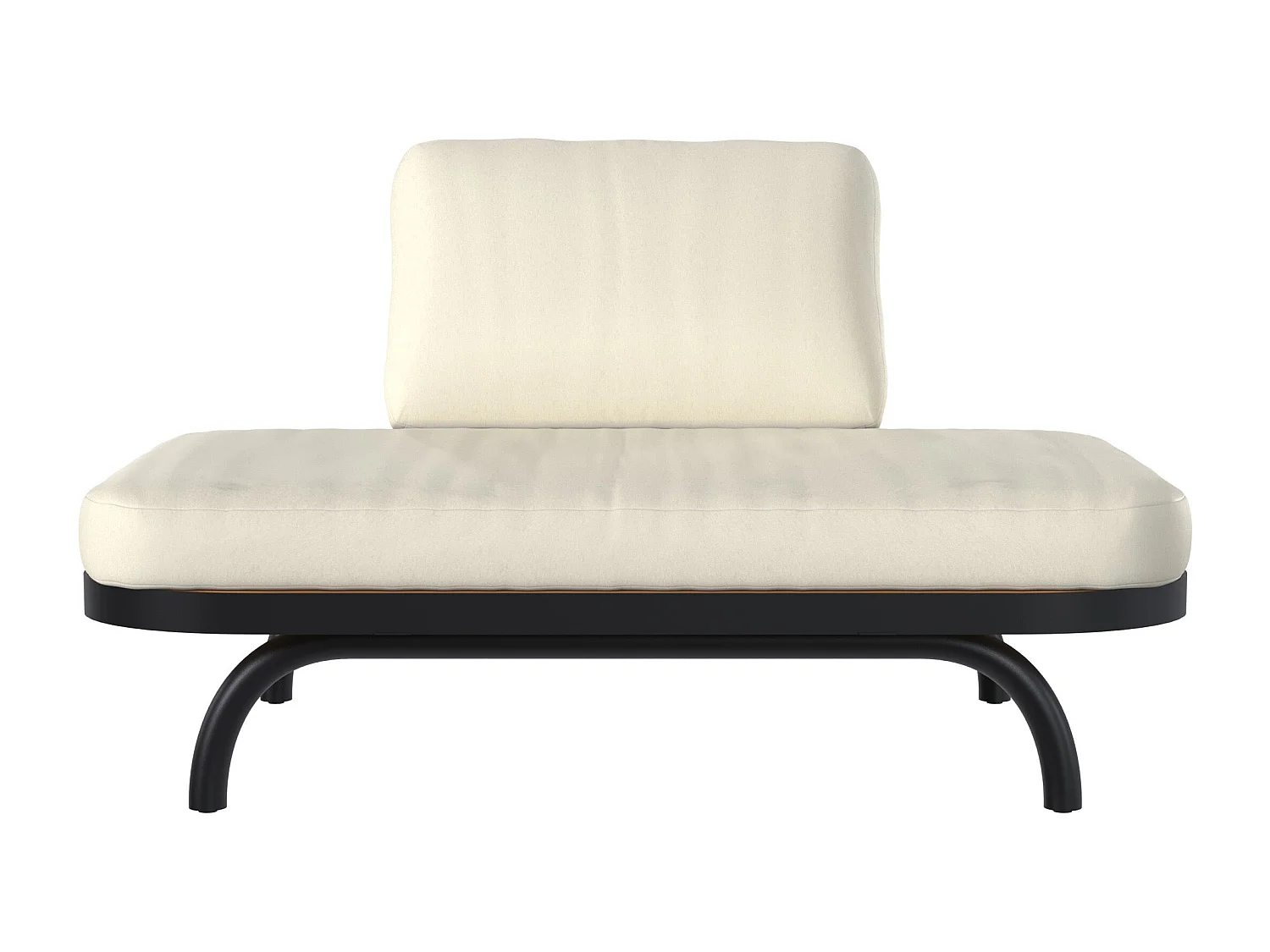 Divano da giardino 2 posti bianco sporco con gambe in metallo nero - Samba