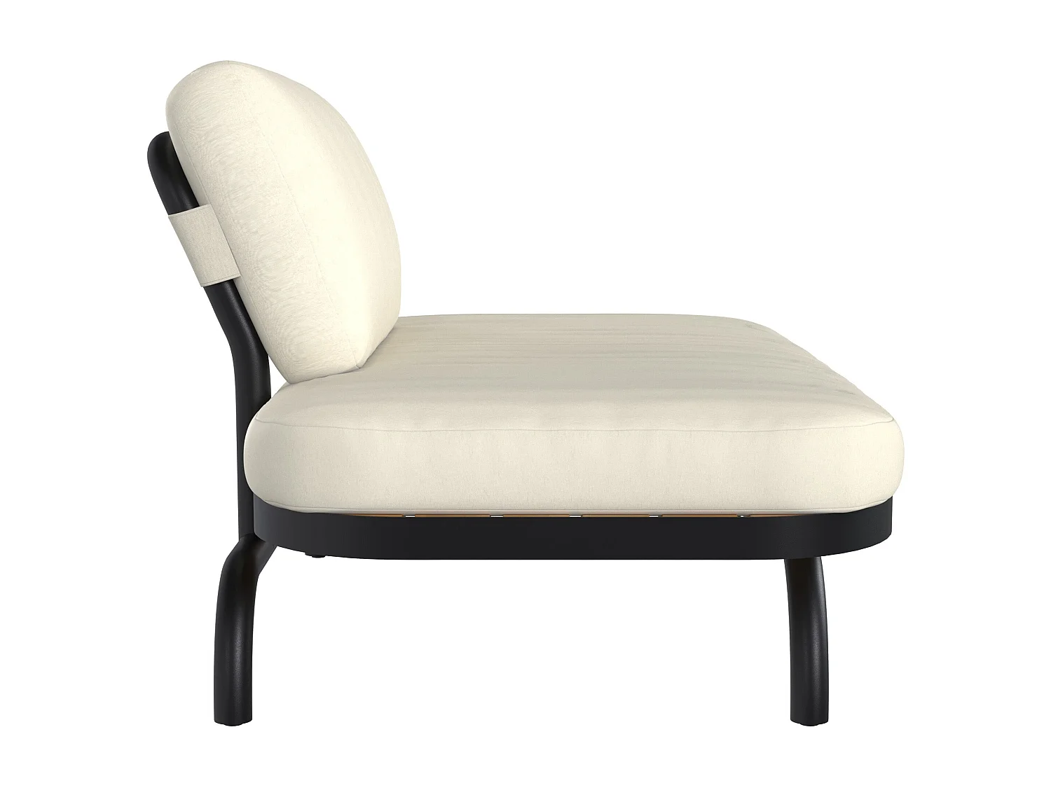 Divano da giardino 2 posti bianco sporco con gambe in metallo nero - Samba