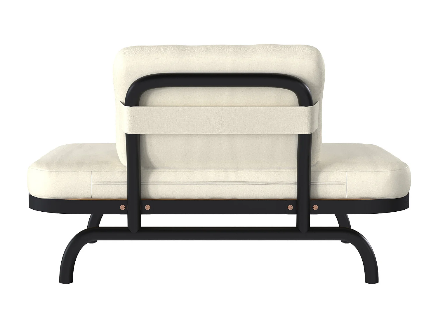 Divano da giardino 2 posti bianco sporco con gambe in metallo nero - Samba