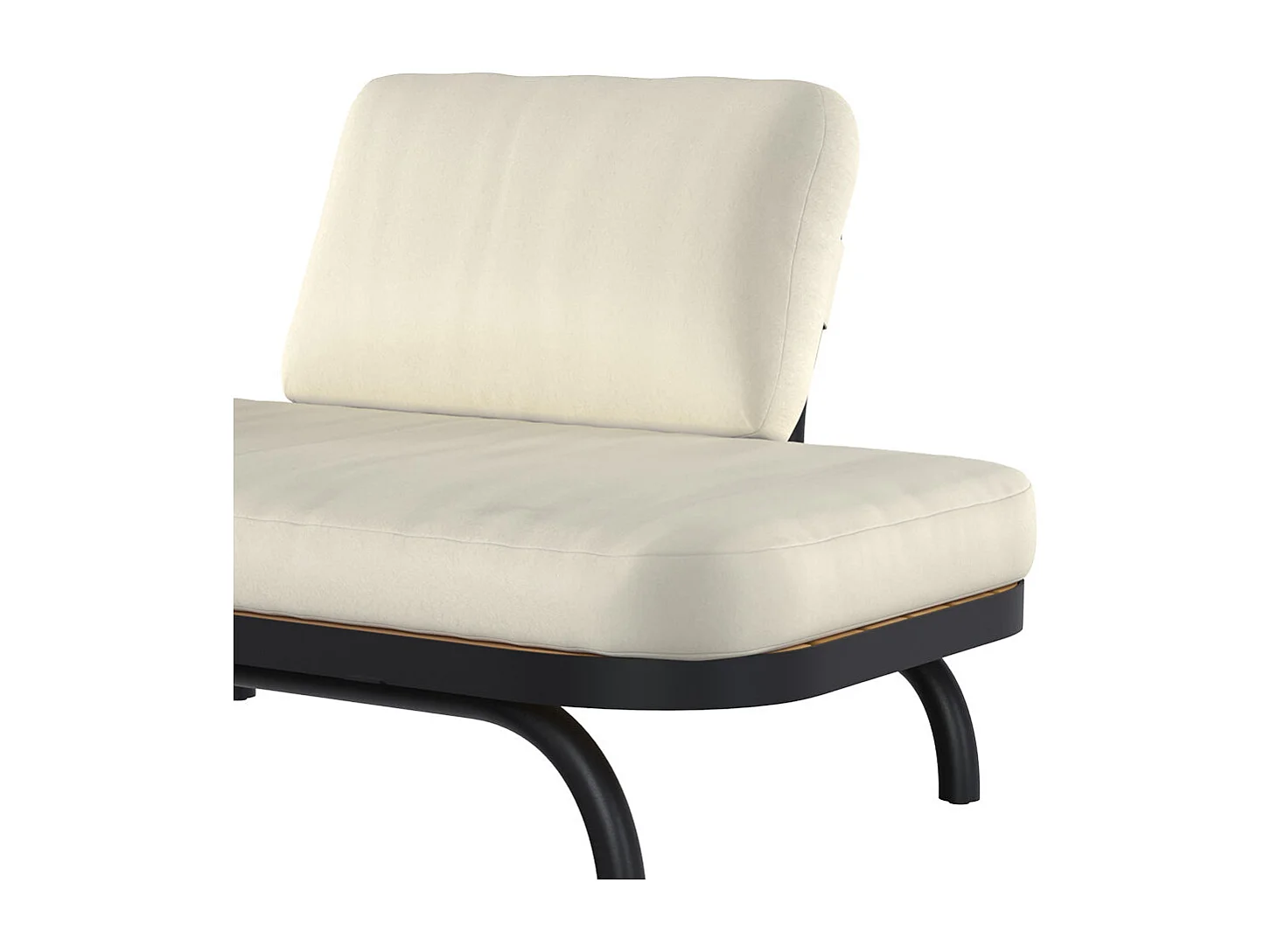 Fauteuil de jardin 2 places blanc cassé et pieds en métal noir - Samba