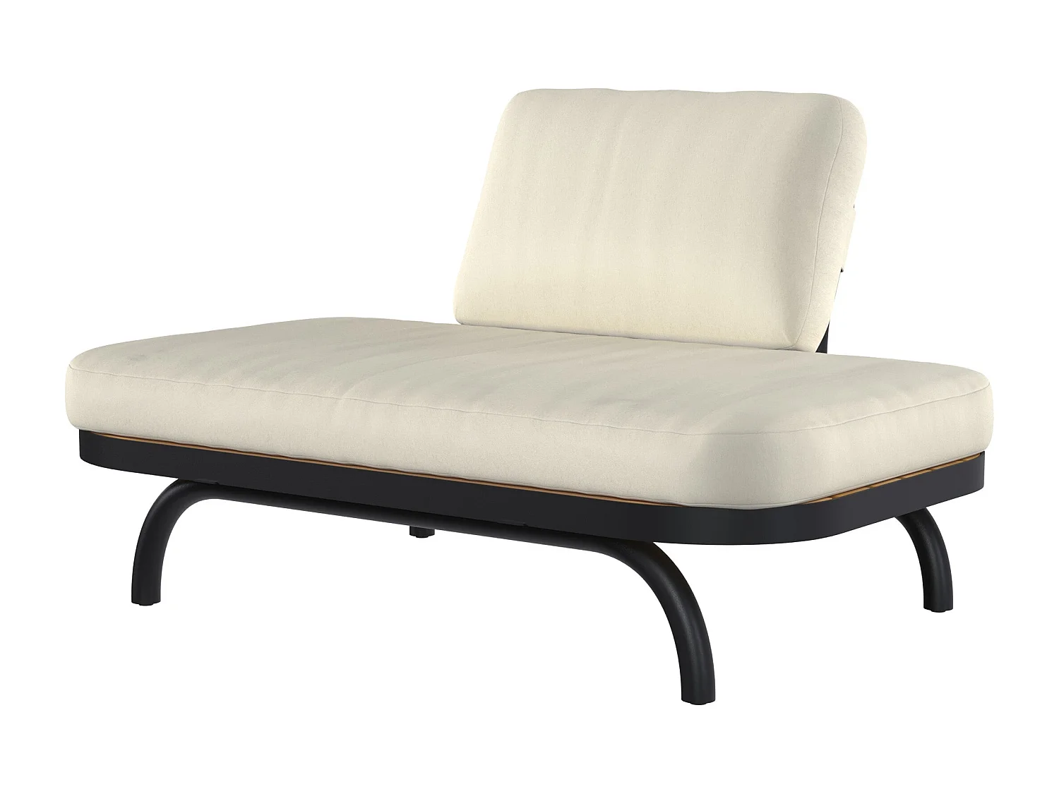 Fauteuil de jardin 2 places blanc cassé et pieds en métal noir - Samba