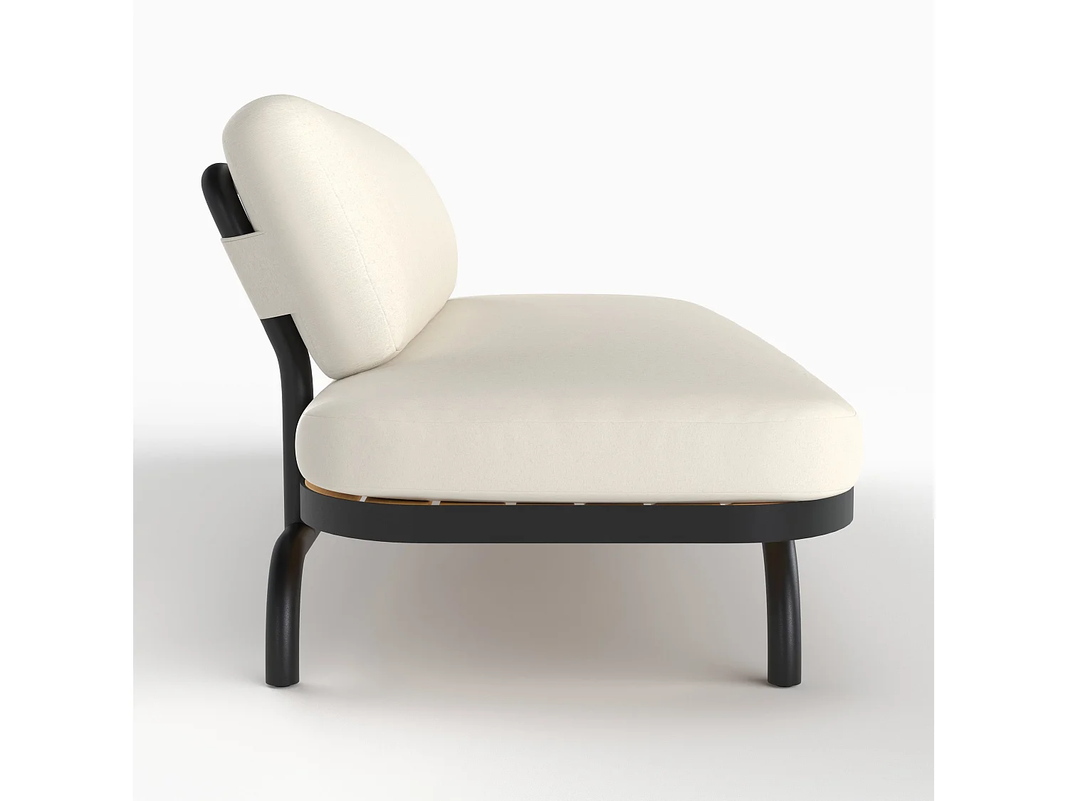 Canapé de jardin 3 places blanc cassé et pieds en métal noir - Samba