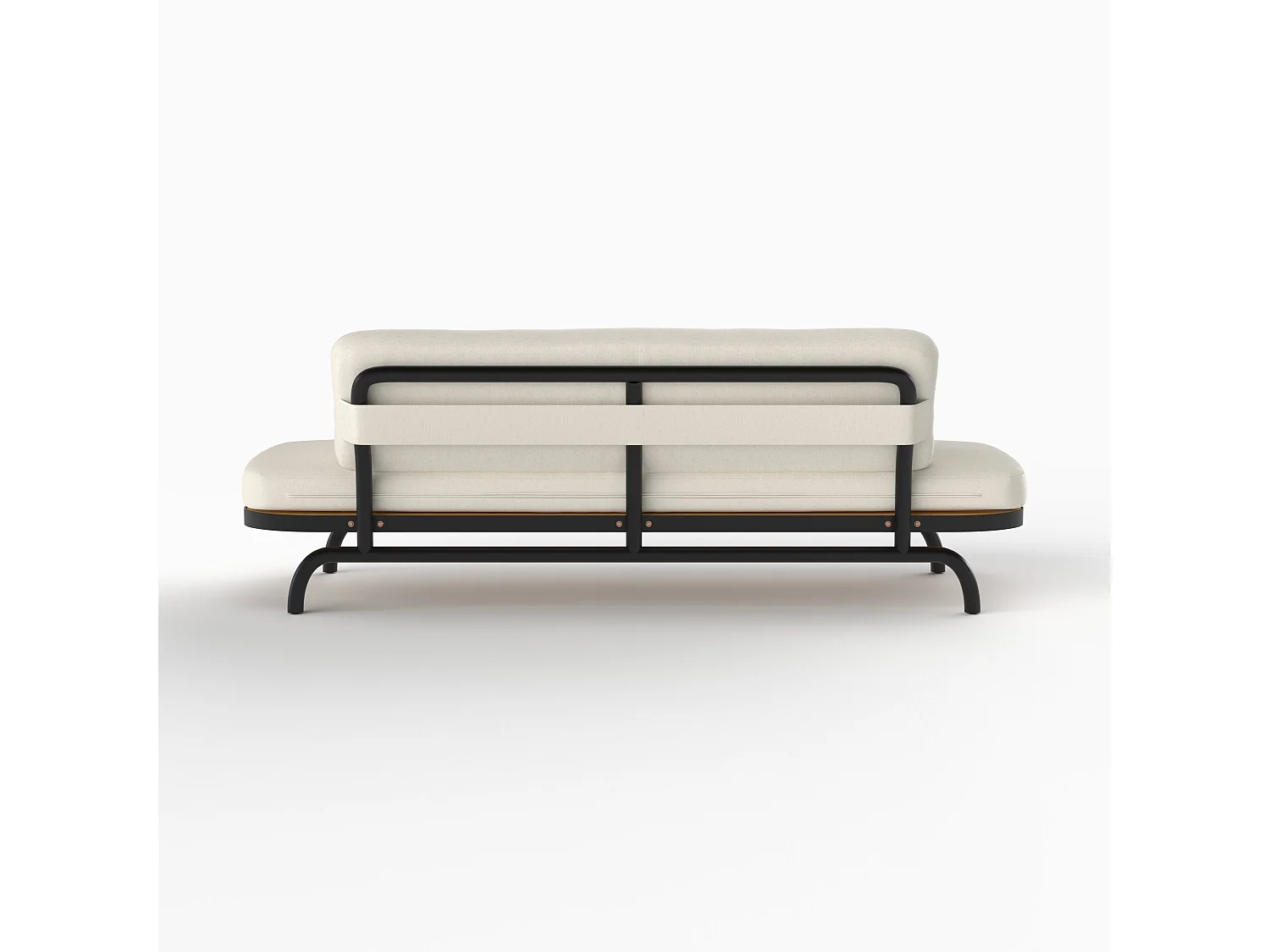 Canapé de jardin 3 places blanc cassé et pieds en métal noir - Samba