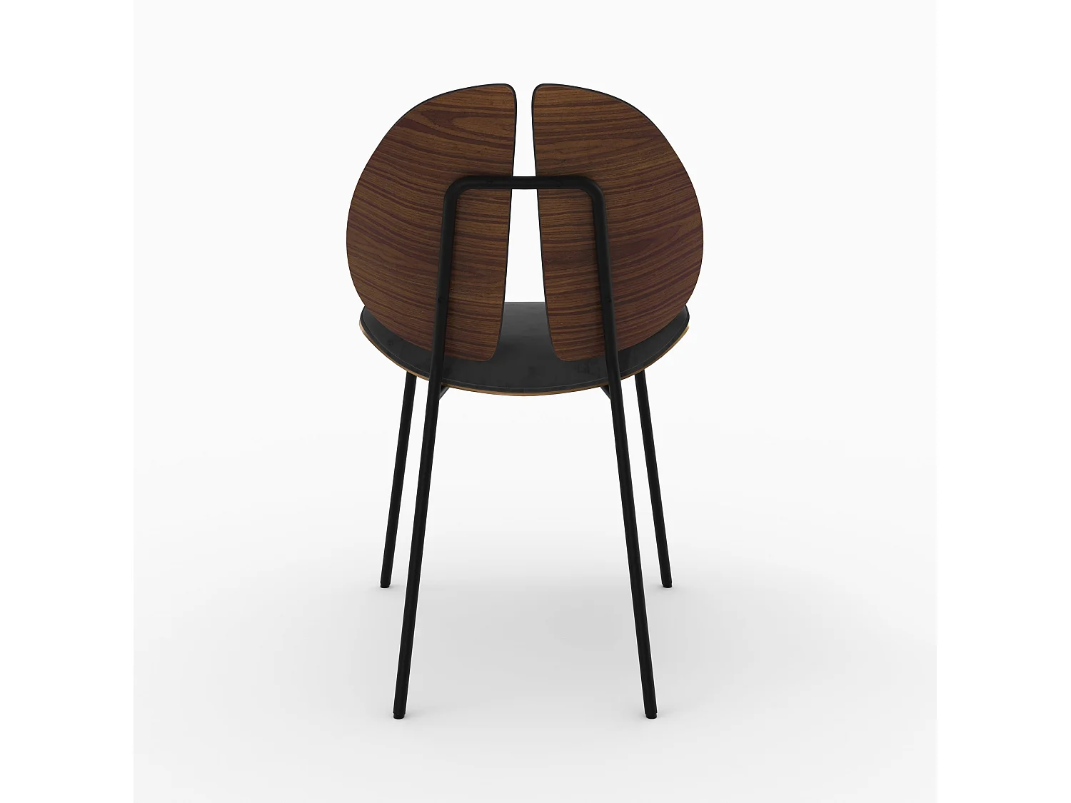 Chaise en velours noir et bois de noyer - Coccinelle