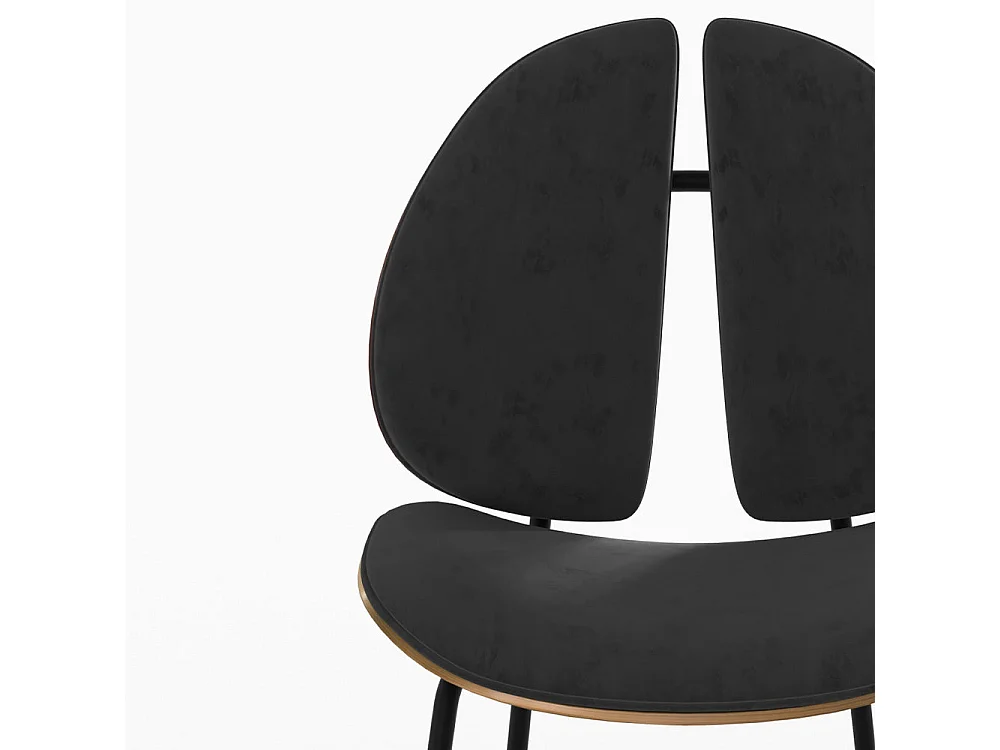 Silla en terciopelo negro y madera de nogal - Coccinelle