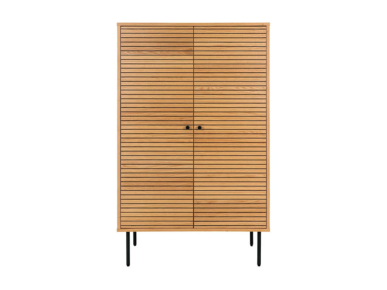 Kyoto - Buffet haut 2 portes en bois et métal H130cm - Couleur : Bois clair