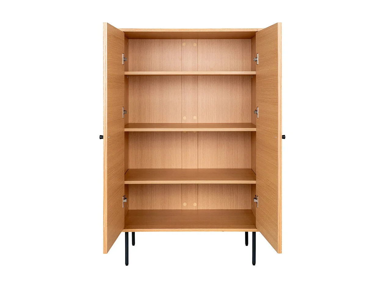 Kyoto - Buffet haut 2 portes en bois et métal H130cm - Couleur : Bois clair