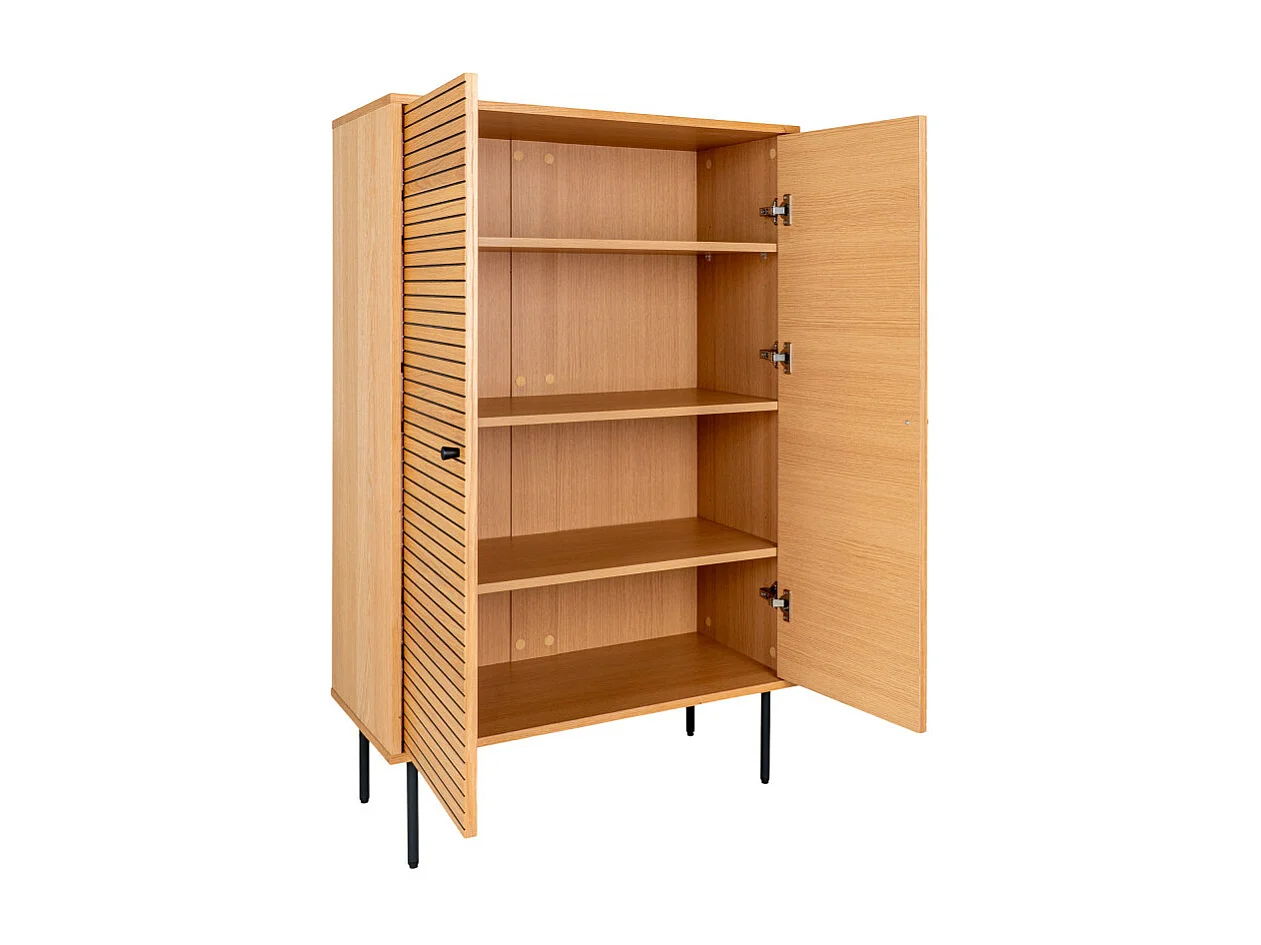 Kyoto - Buffet haut 2 portes en bois et métal H130cm - Couleur : Bois clair