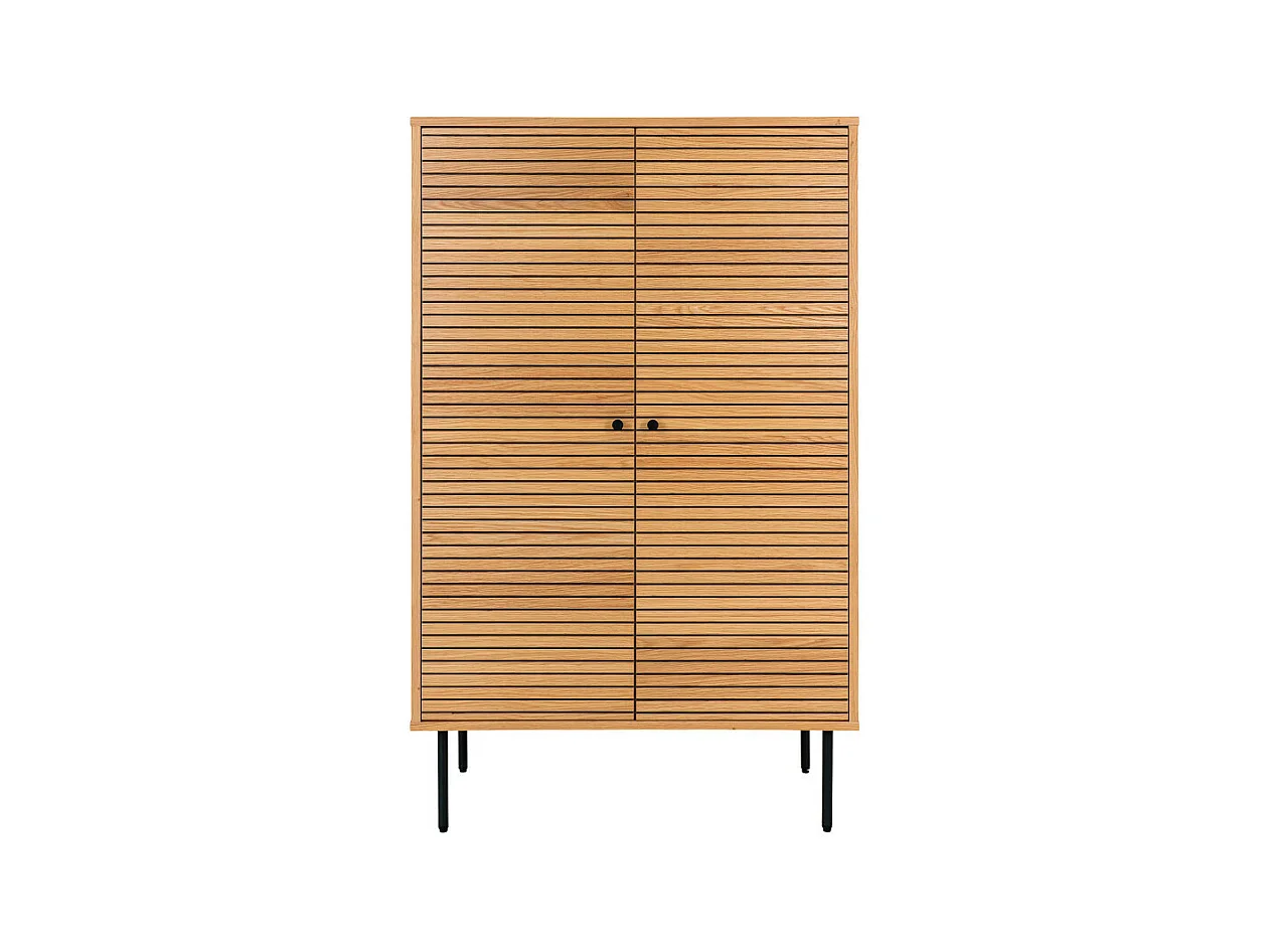 Kyoto - Buffet haut 2 portes en bois et métal H130cm - Couleur : Bois clair