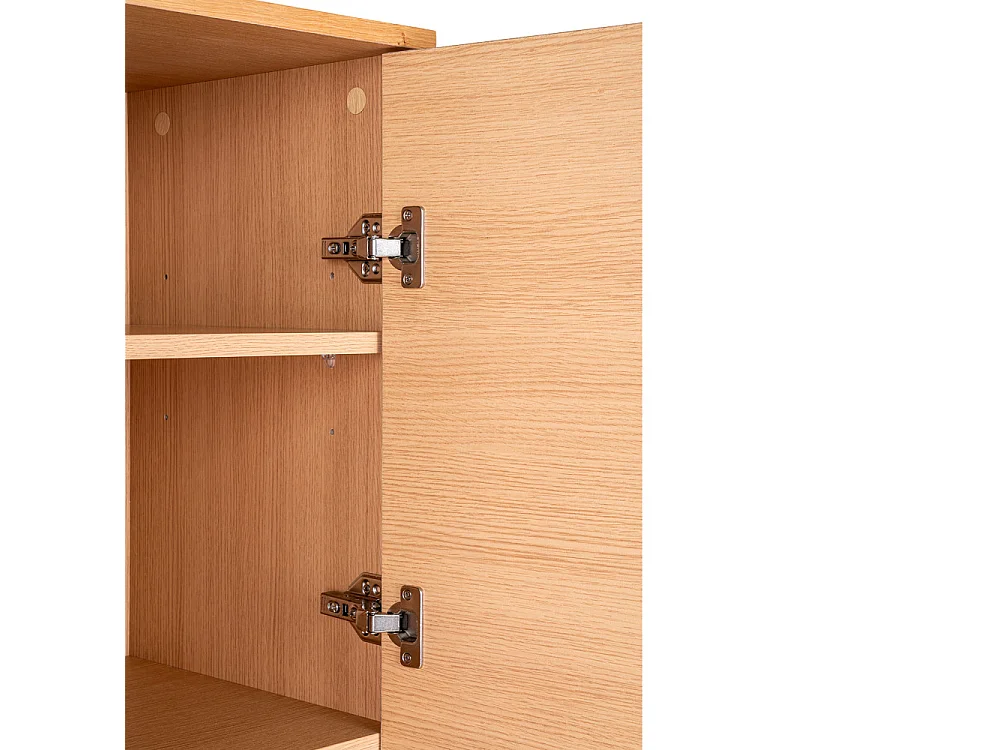 Kyoto - Buffet haut 2 portes en bois et métal H130cm - Couleur : Bois clair