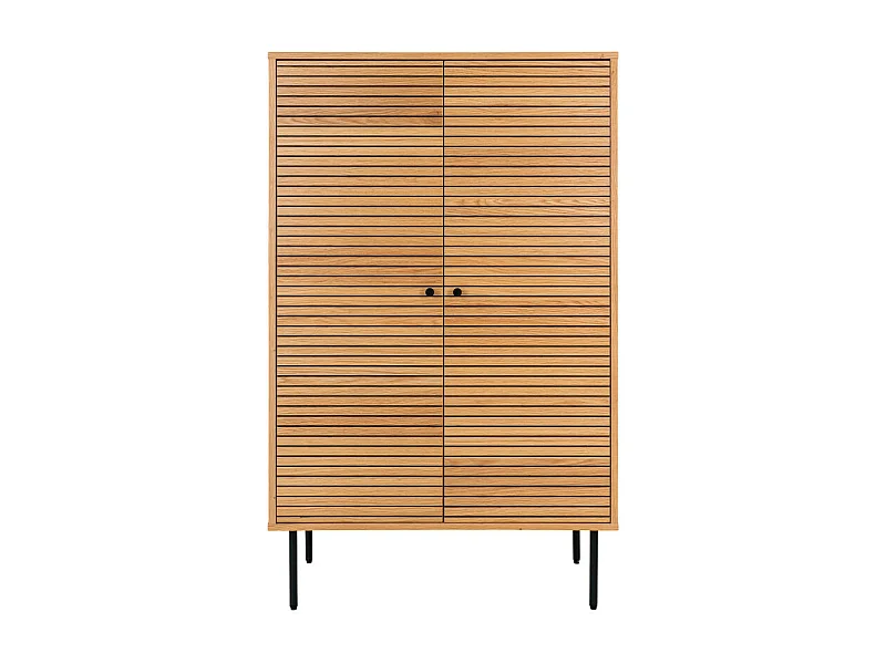 Kyoto - Buffet haut 2 portes en bois et métal H130cm - Couleur : Bois clair