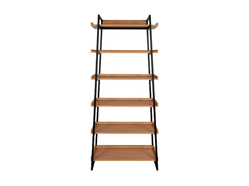 Sakai - Étagère en bois et métal H185cm - Couleur : Bois clair