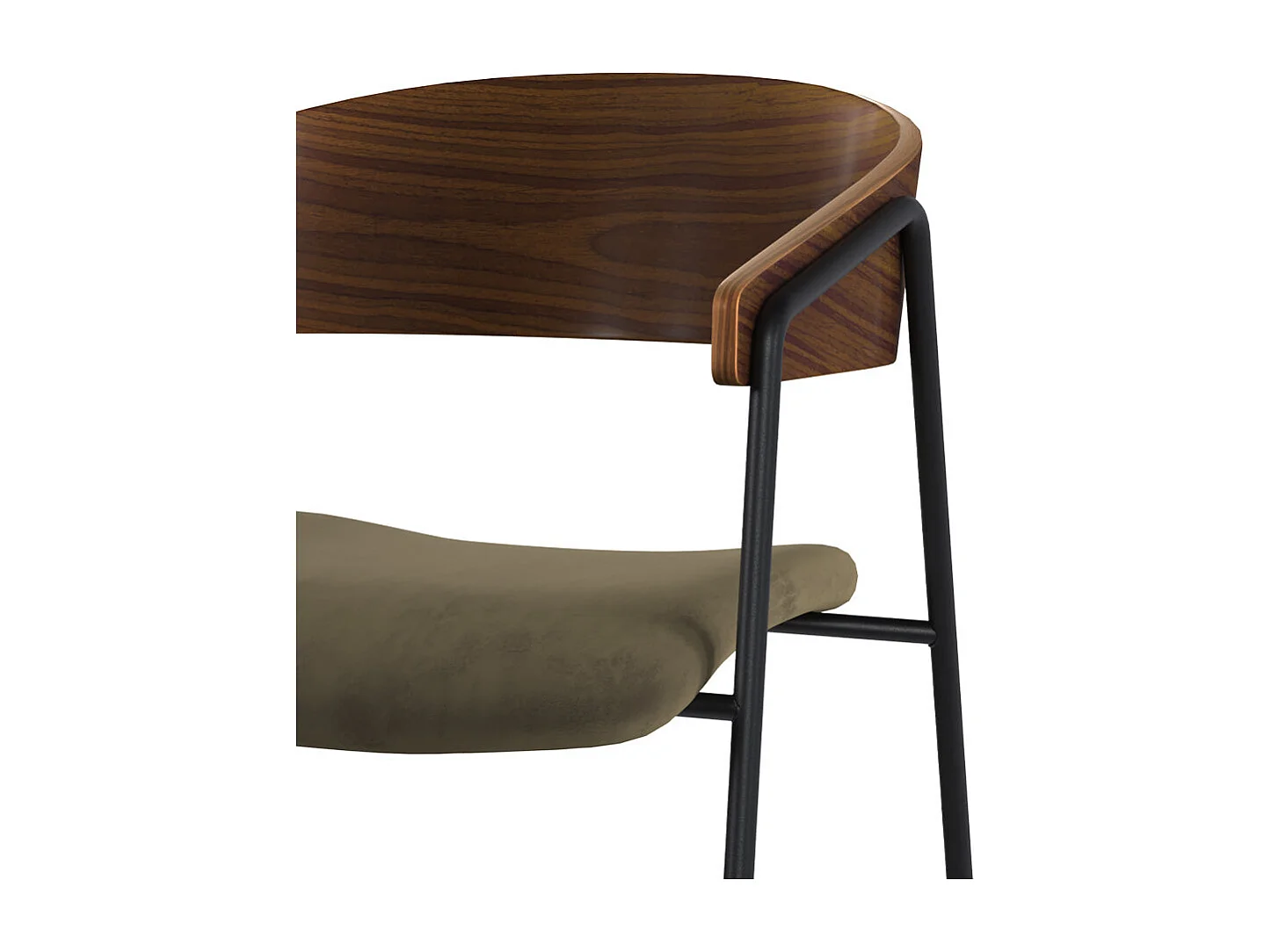 Lot de 2 chaises en velours vert kaki et bois de noyer - Esmée