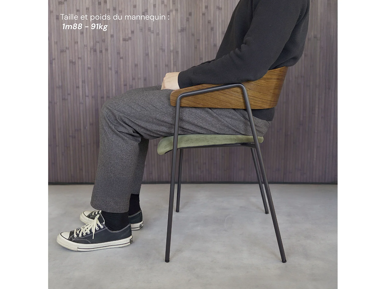 Set di 2 sedie in velluto verde kaki e legno di noce - Esmée