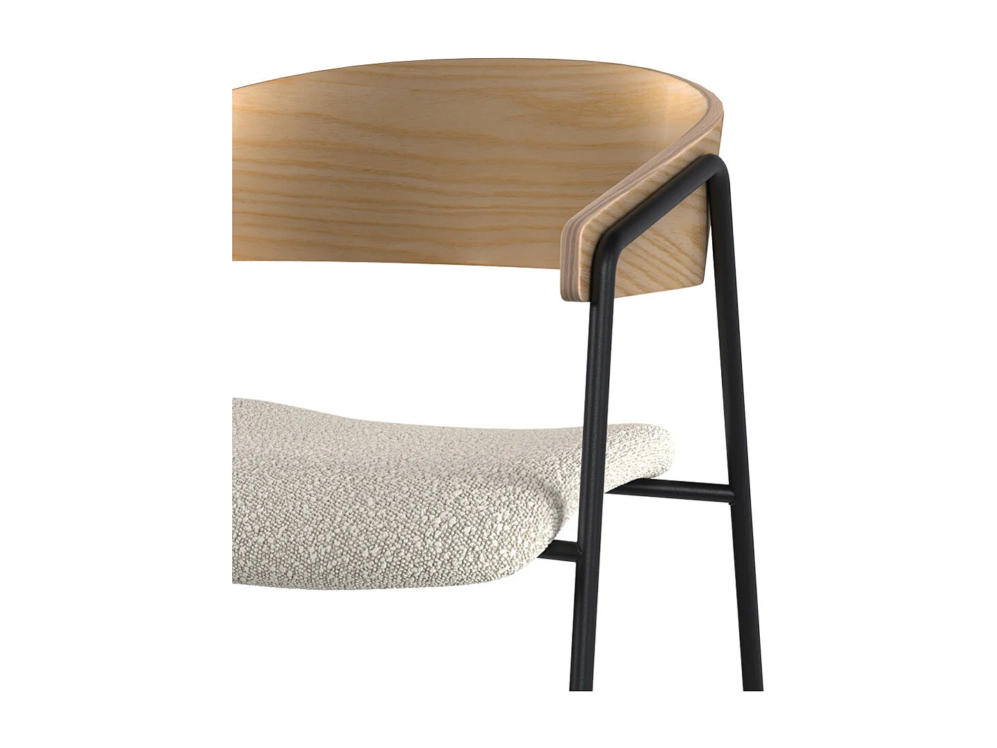 Set de 2 sillas en tejido bouclé blanco y madera de roble - Esmée