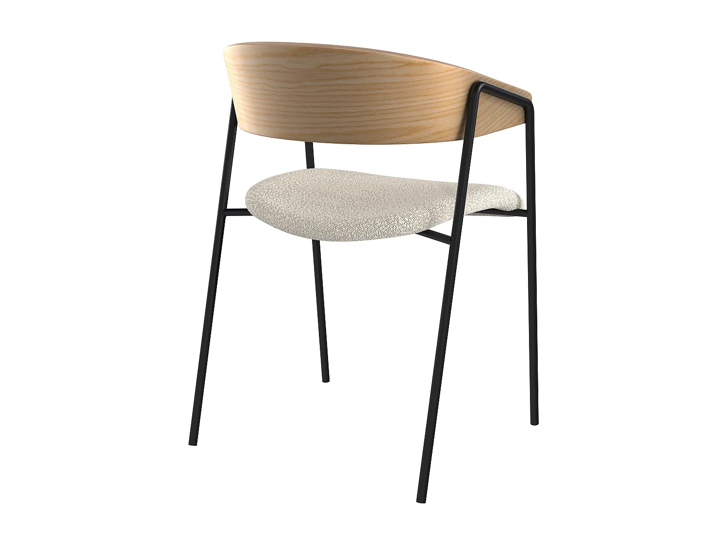 Set de 2 sillas en tejido bouclé blanco y madera de roble - Esmée