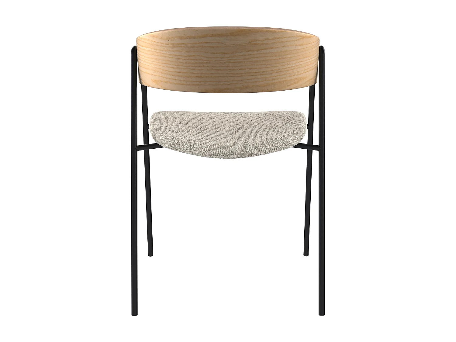 Lot de 2 chaises en tissu bouclé blanc et bois de chêne - Esmée