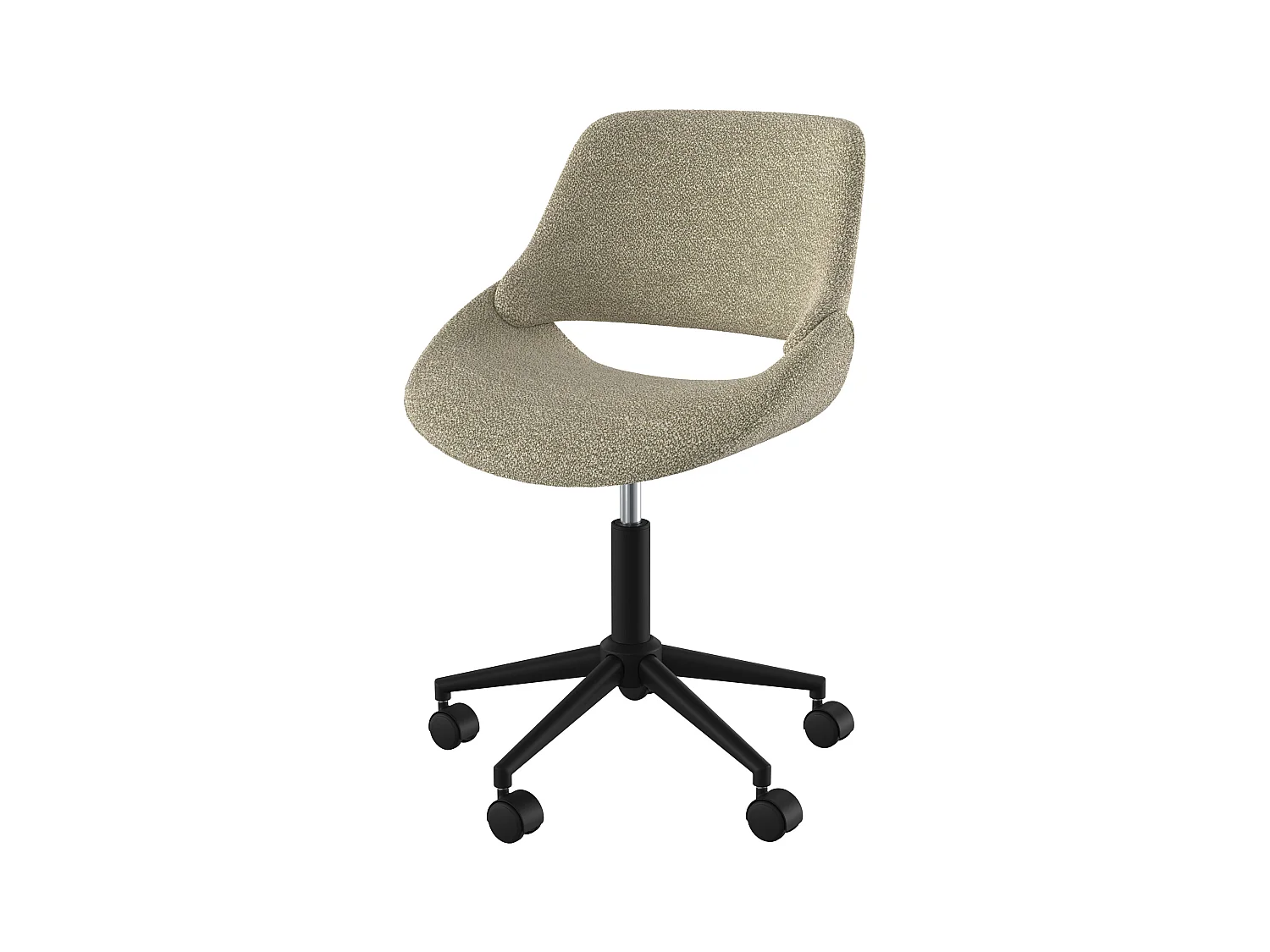 Chaise de bureau pivotante et réglable en tissu bouclé beige - Dune