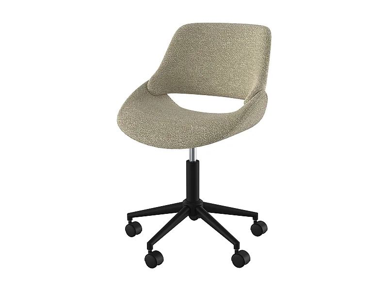 Sedia da ufficio girevole e regolabile in tessuto bouclé beige - Dune