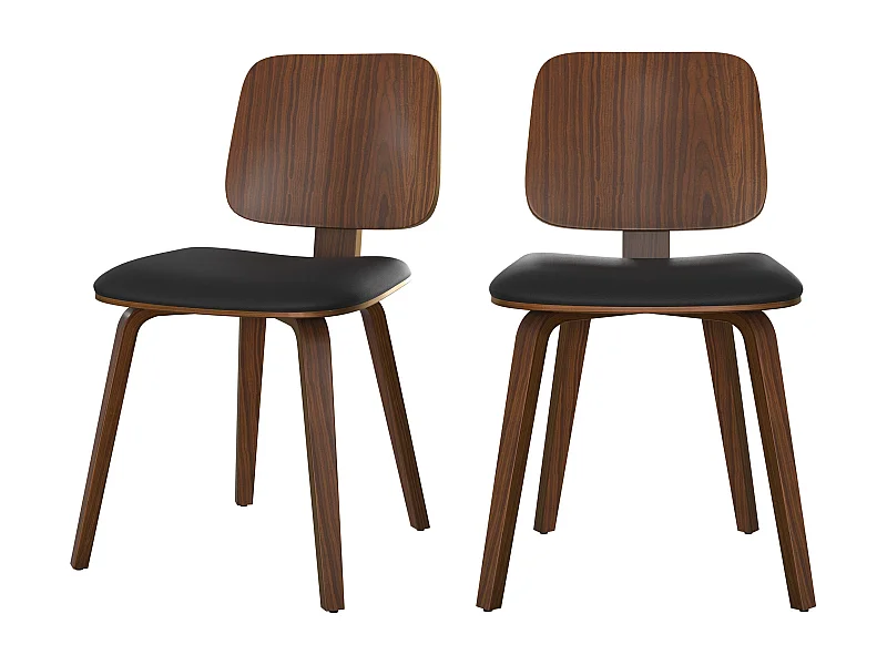 Set de 2 sillas Flow en madera y PU negro - Flow