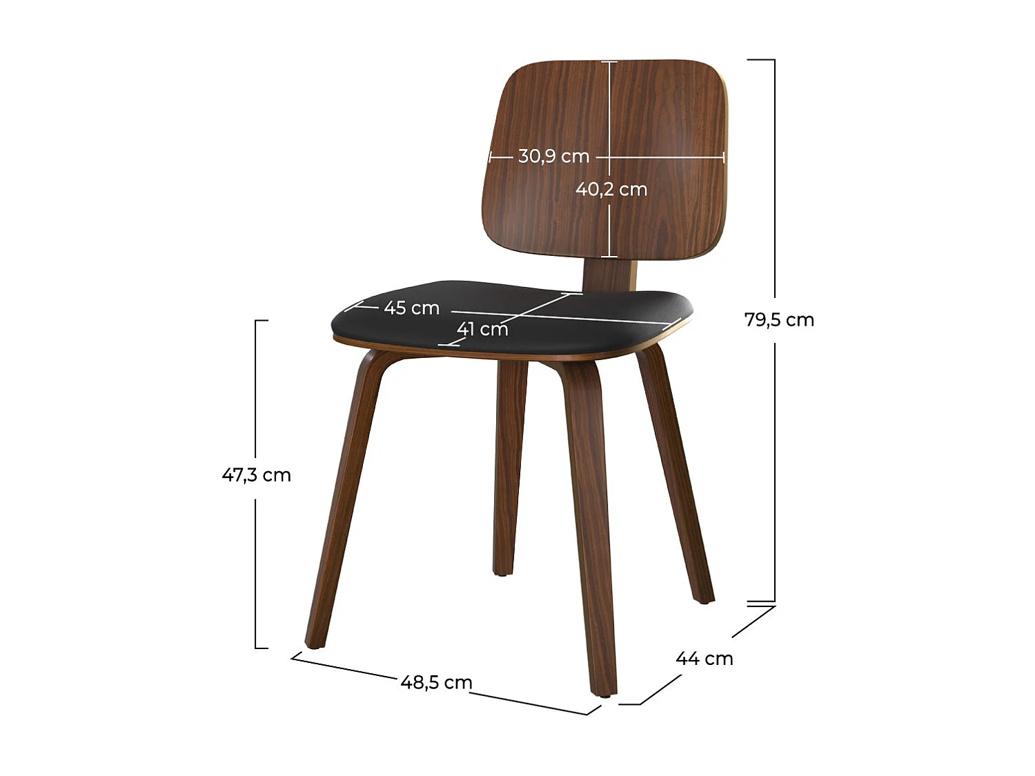 Set de 2 sillas Flow en madera y PU negro - Flow