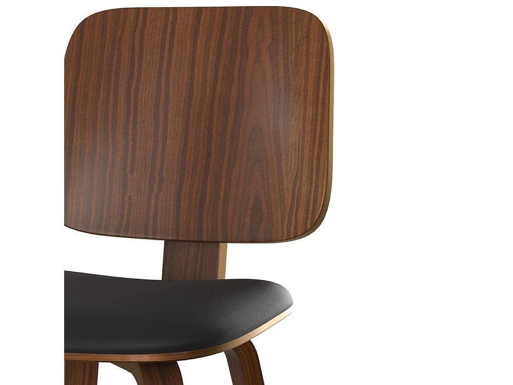 Lot de 2 chaises en bois plaqué noyer et PU noir - Flow