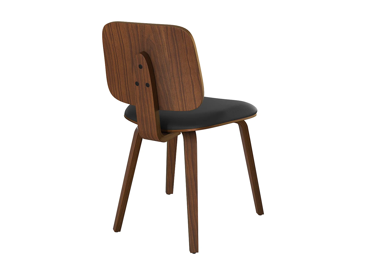 Lot de 2 chaises en bois plaqué noyer et PU noir - Flow