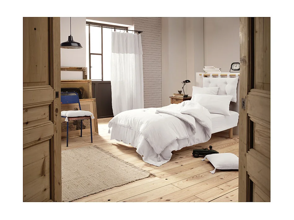 Rideau ajustable 140 x 300 cm en double gaze de coton blanc - PEPA