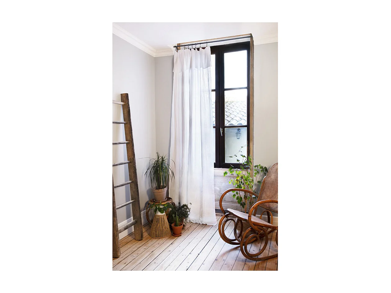 Rideau ajustable 140 x 300 cm en double gaze de coton blanc - PEPA