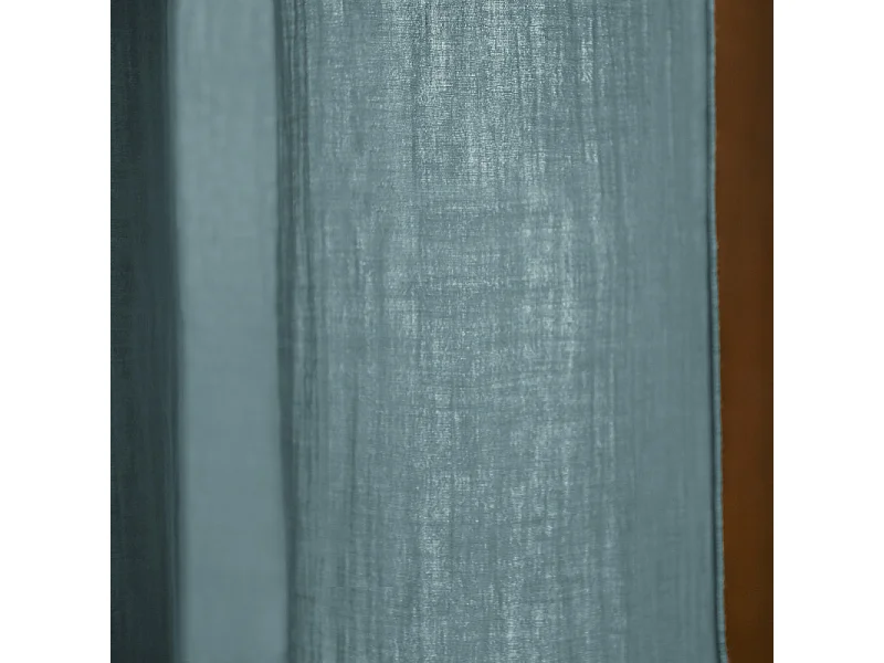 Rideau ajustable 140 x 300 cm double gaze de coton bleu canard - PEPA