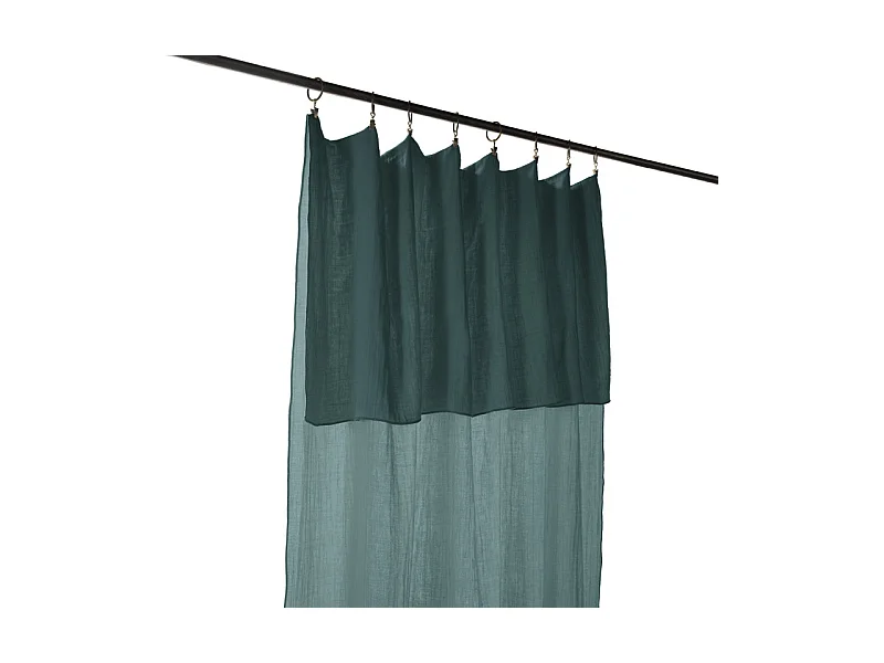Rideau ajustable 140 x 300 cm double gaze de coton bleu canard - PEPA