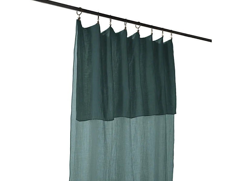 Rideau ajustable 140 x 300 cm double gaze de coton bleu canard - PEPA