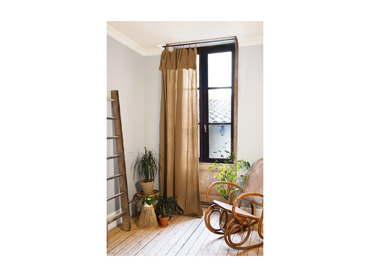Rideau ajustable 140 x 300 cm en double gaze de coton camel - PEPA