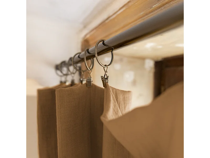 Rideau ajustable 140 x 300 cm en double gaze de coton camel - PEPA