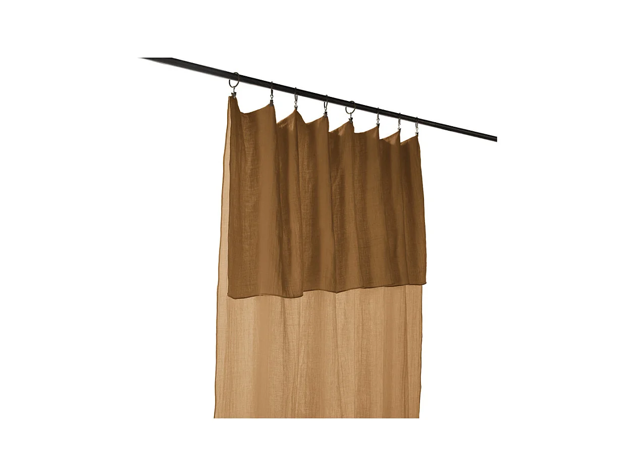 Rideau ajustable 140 x 300 cm en double gaze de coton camel - PEPA