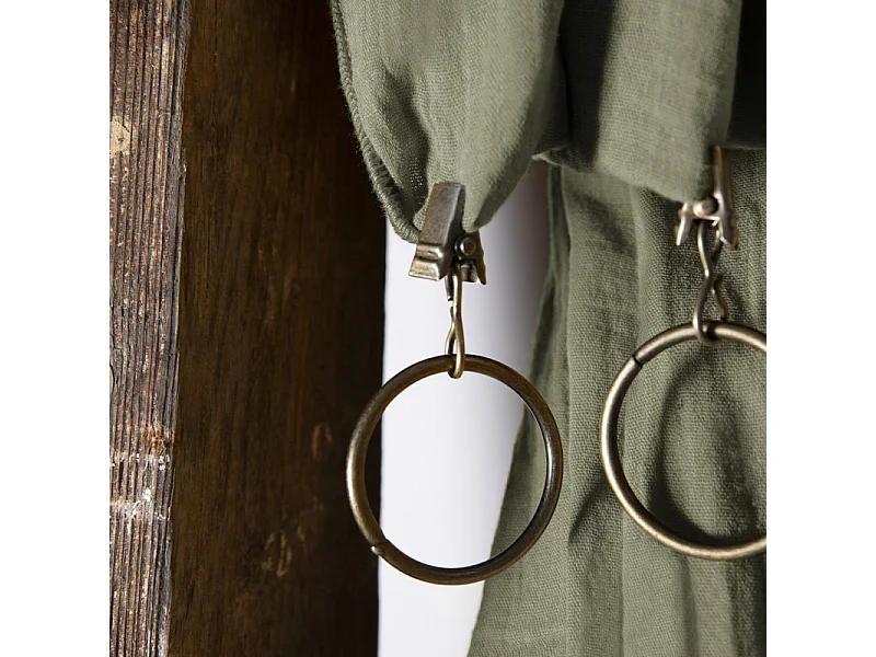 Rideau ajustable 140 x 300 cm en double gaze de coton vert - PEPA