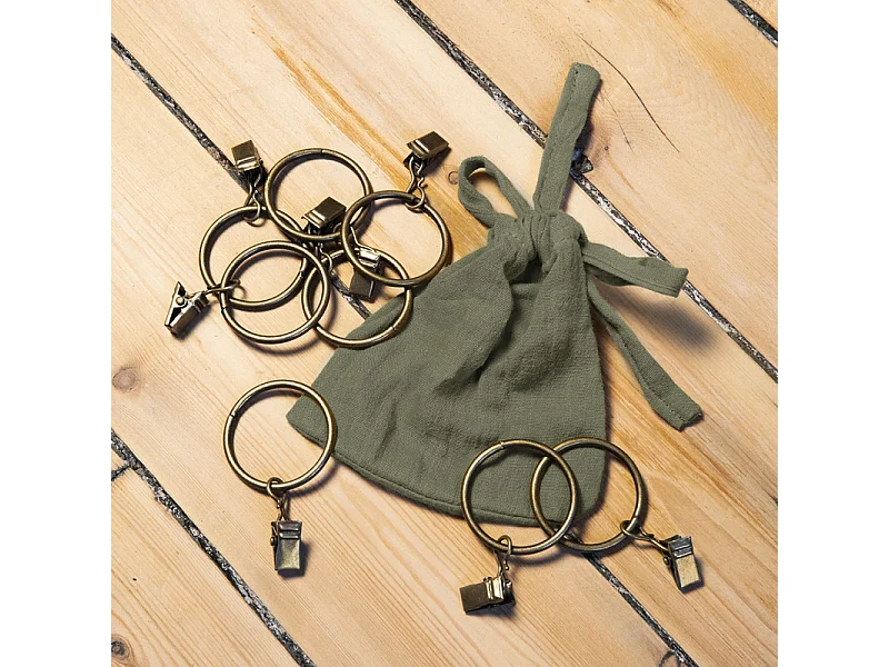 Rideau ajustable 140 x 300 cm en double gaze de coton vert - PEPA