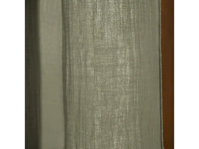 Rideau ajustable 140 x 300 cm en double gaze de coton vert - PEPA