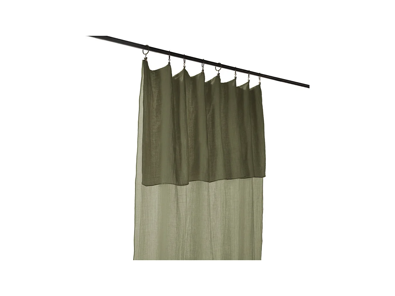 Rideau ajustable 140 x 300 cm en double gaze de coton vert - PEPA