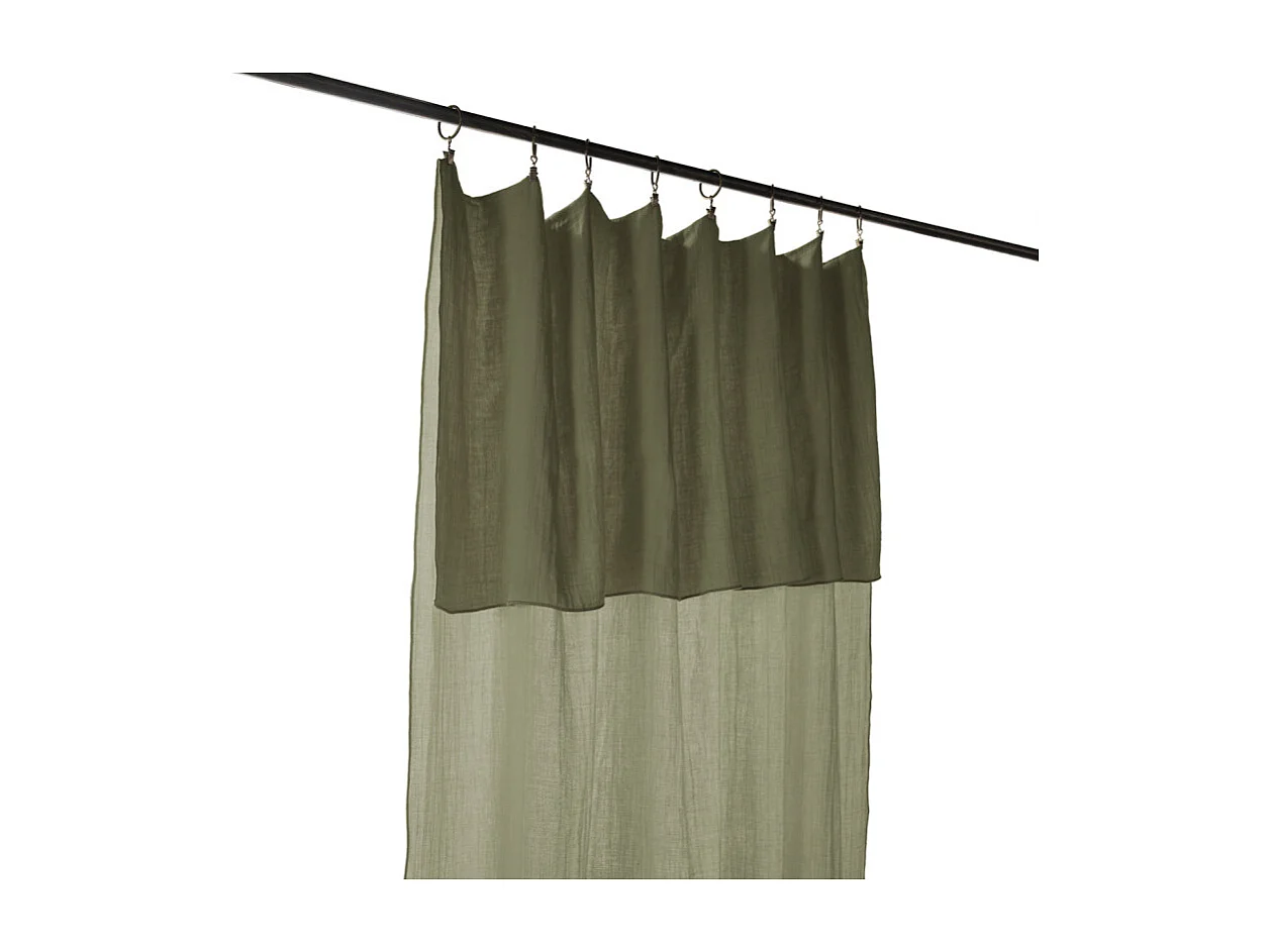 Rideau ajustable 140 x 300 cm en double gaze de coton vert - PEPA