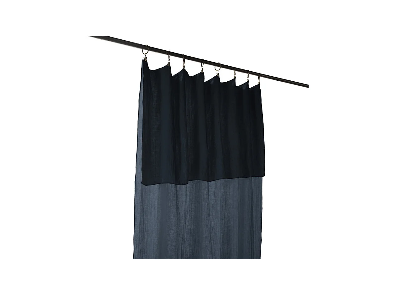 Rideau ajustable 140 x 300 cm en double gaze de coton bleu nuit - PEPA
