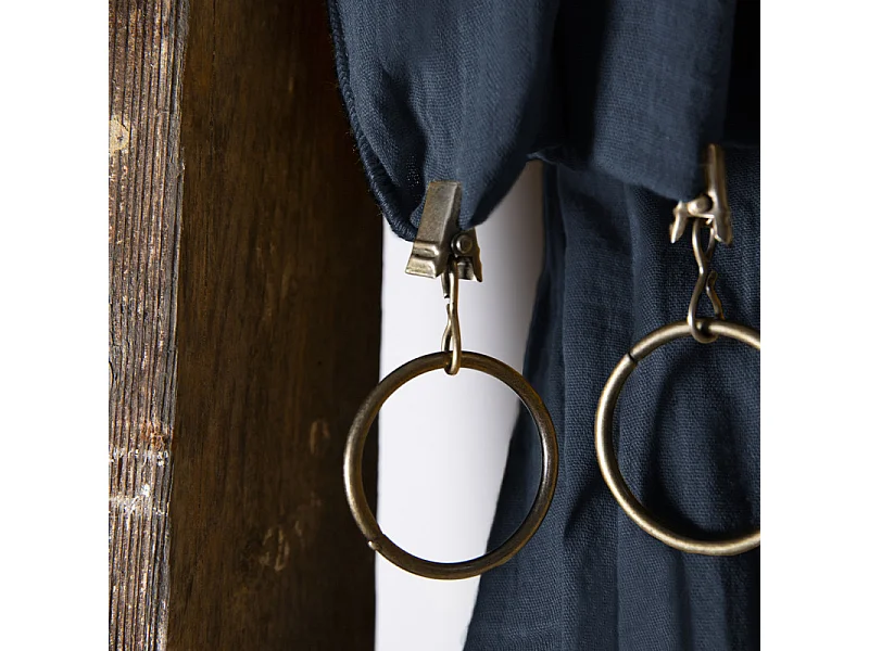 Rideau ajustable 140 x 300 cm en double gaze de coton bleu nuit - PEPA