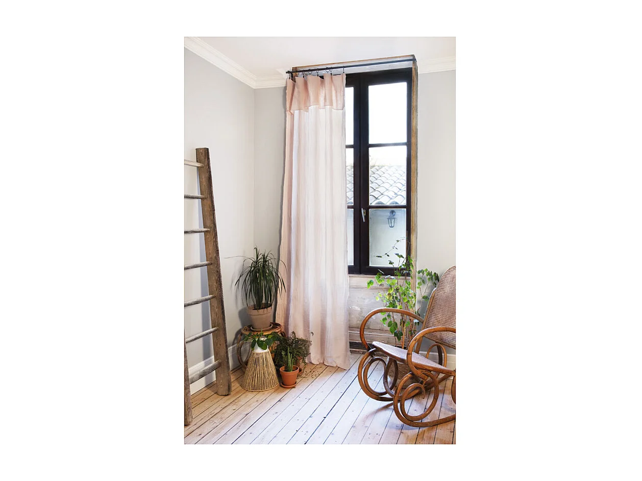 Rideau ajustable 140 x 300 cm en double gaze de coton rose - PEPA