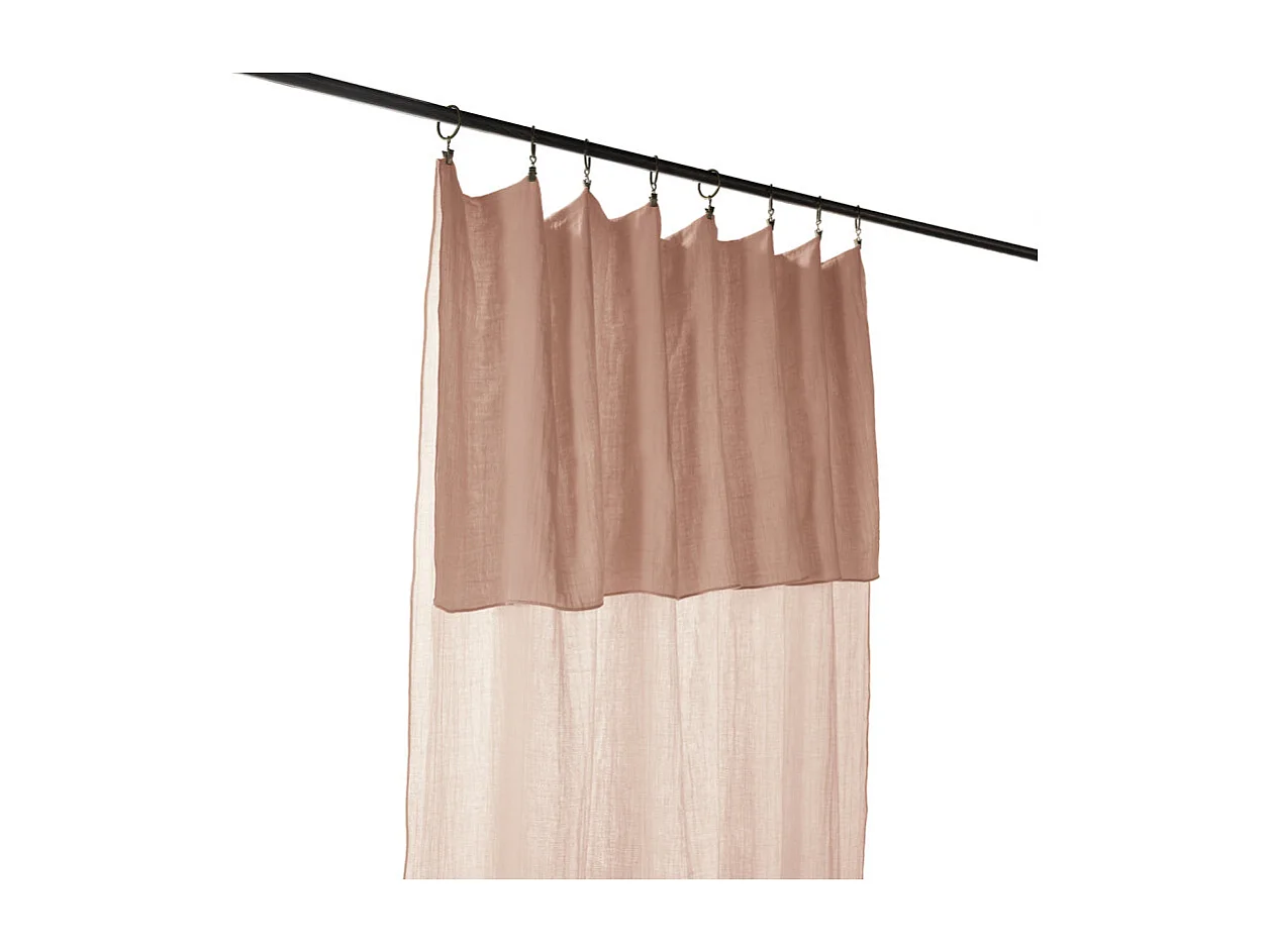 Rideau ajustable 140 x 300 cm en double gaze de coton rose - PEPA