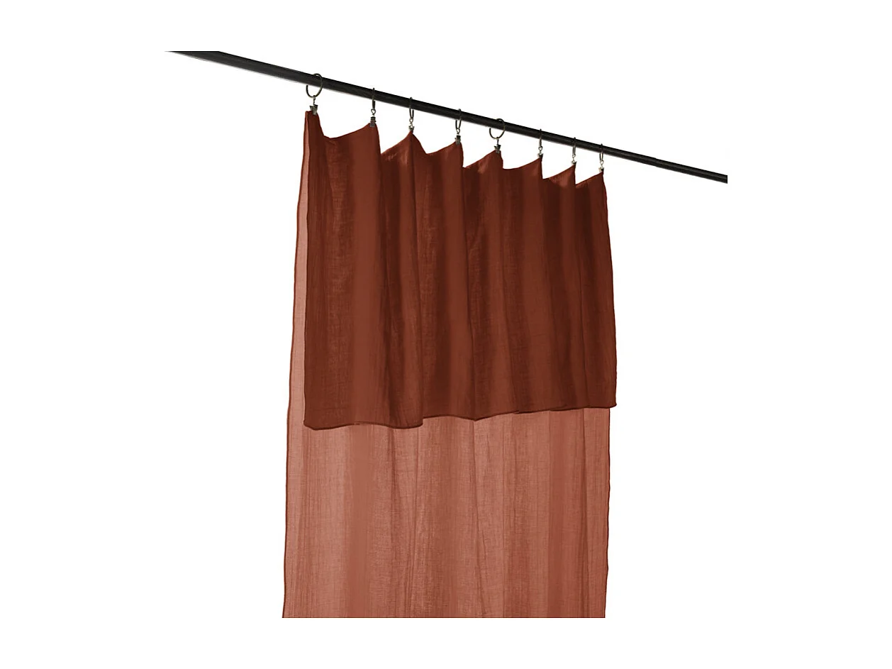Rideau ajustable 140 x 300 cm double gaze de coton terracotta - PEPA