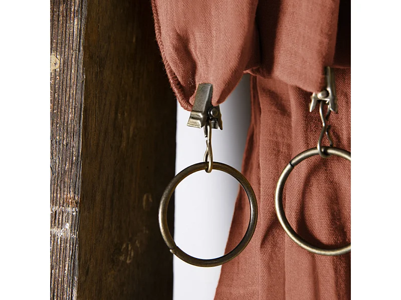 Rideau ajustable 140 x 300 cm double gaze de coton terracotta - PEPA