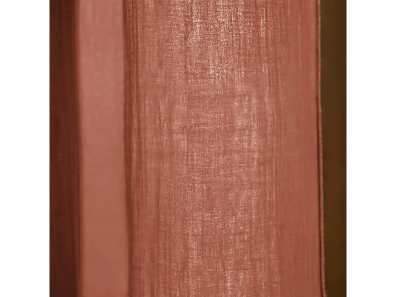 Rideau ajustable 140 x 300 cm double gaze de coton terracotta - PEPA